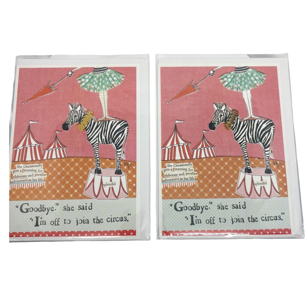 Curly Girl Design Circus‎ Adventure Greeting Cards Leigh Standley Zebra 2 Pack